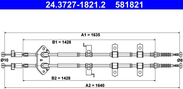 ATE 24.3727-1821.2 - Трос, гальмівна система autocars.com.ua