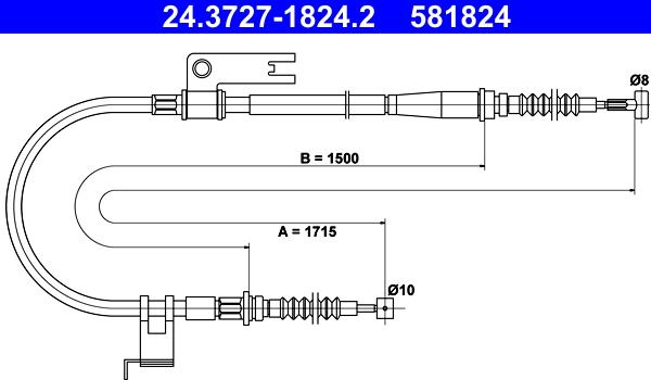 ATE 24.3727-1824.2 - Трос, гальмівна система autocars.com.ua