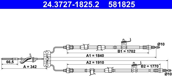 ATE 24.3727-1825.2 - Трос, гальмівна система autocars.com.ua