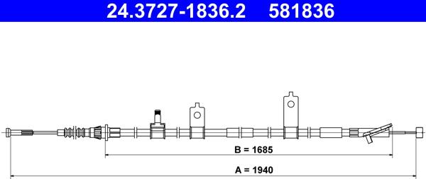 ATE 24.3727-1836.2 - Трос, гальмівна система autocars.com.ua