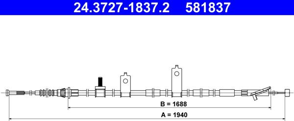 ATE 24.3727-1837.2 - Трос, гальмівна система autocars.com.ua