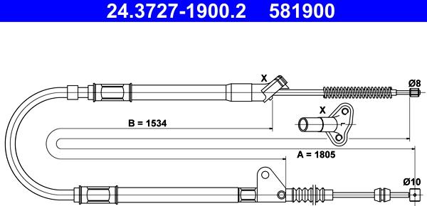 ATE 24.3727-1900.2 - Трос, гальмівна система autocars.com.ua