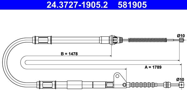 ATE 24.3727-1905.2 - Трос, гальмівна система autocars.com.ua