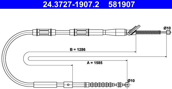 ATE 24.3727-1907.2 - Трос, гальмівна система autocars.com.ua