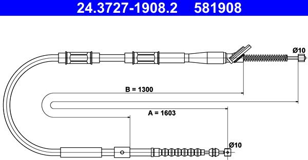 ATE 24.3727-1908.2 - Трос, гальмівна система autocars.com.ua