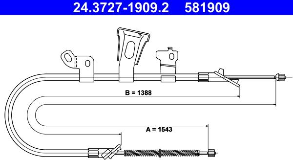 ATE 24.3727-1909.2 - Трос, гальмівна система autocars.com.ua