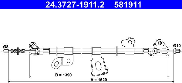 ATE 24.3727-1911.2 - Трос, гальмівна система autocars.com.ua