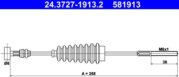 ATE 24.3727-1913.2 - Трос, гальмівна система autocars.com.ua