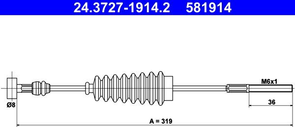 ATE 24.3727-1914.2 - Трос, гальмівна система autocars.com.ua