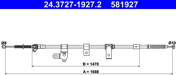 ATE 24.3727-1927.2 - Трос, гальмівна система autocars.com.ua