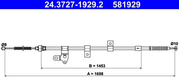 ATE 24.3727-1929.2 - Тросик, cтояночный тормоз avtokuzovplus.com.ua