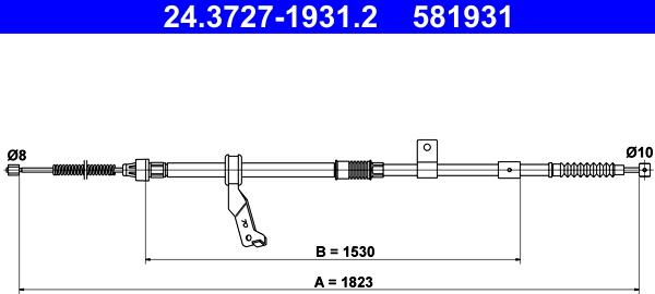 ATE 24.3727-1931.2 - Трос, гальмівна система autocars.com.ua