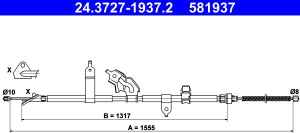 ATE 24.3727-1937.2 - Трос, гальмівна система autocars.com.ua