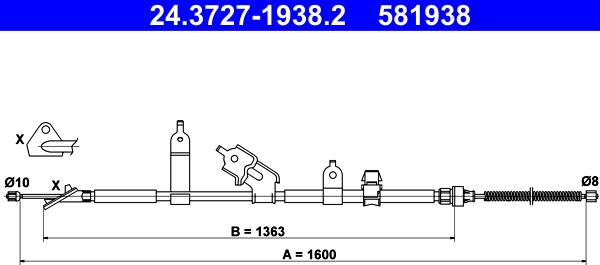 ATE 24.3727-1938.2 - Трос, гальмівна система autocars.com.ua