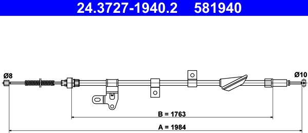 ATE 24.3727-1940.2 - Трос, гальмівна система autocars.com.ua