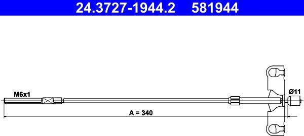 ATE 24.3727-1944.2 - Трос, гальмівна система autocars.com.ua