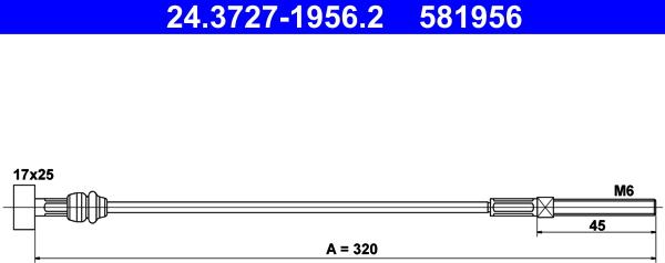 ATE 24.3727-1956.2 - Трос, гальмівна система autocars.com.ua