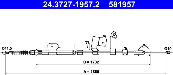 ATE 24.3727-1957.2 - Тросик, cтояночный тормоз avtokuzovplus.com.ua