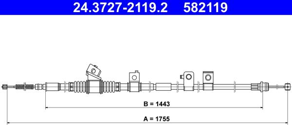 ATE 24.3727-2119.2 - Трос, гальмівна система autocars.com.ua