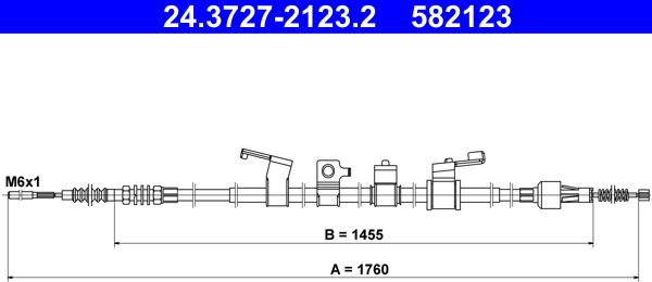 ATE 24.3727-2123.2 - Трос, гальмівна система autocars.com.ua