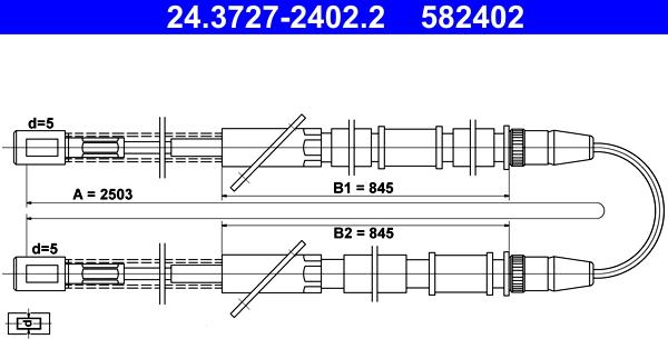 ATE 24.3727-2402.2 - Трос, гальмівна система autocars.com.ua