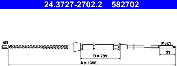 ATE 24.3727-2702.2 - Тросик, cтояночный тормоз avtokuzovplus.com.ua