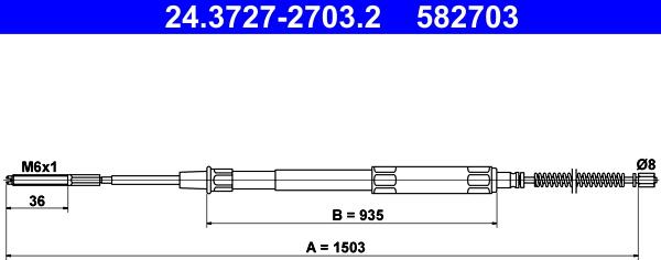 ATE 24.3727-2703.2 - Трос, гальмівна система autocars.com.ua