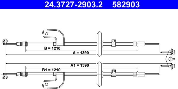 ATE 24.3727-2903.2 - Трос, гальмівна система autocars.com.ua