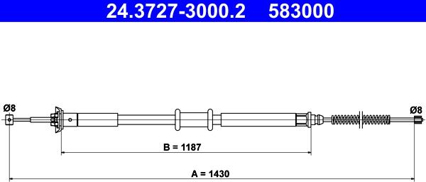 ATE 24.3727-3000.2 - Трос, гальмівна система autocars.com.ua