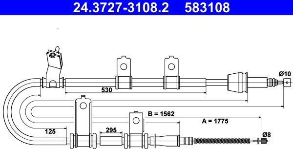 ATE 24.3727-3108.2 - Трос, гальмівна система autocars.com.ua