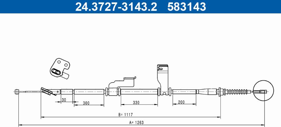 ATE 24.3727-3143.2 - Трос, гальмівна система autocars.com.ua