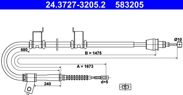 ATE 24.3727-3205.2 - Трос, гальмівна система autocars.com.ua