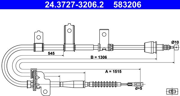 ATE 24.3727-3206.2 - Трос, гальмівна система autocars.com.ua