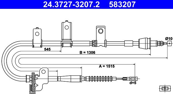 ATE 24.3727-3207.2 - Трос, гальмівна система autocars.com.ua