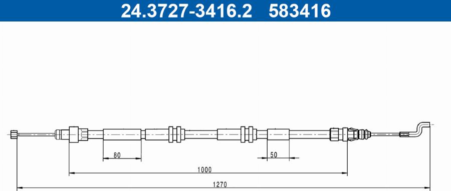 ATE 24.3727-3416.2 - Трос, гальмівна система autocars.com.ua