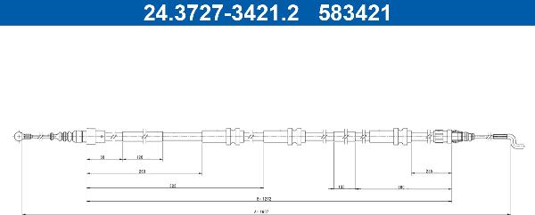 ATE 24.3727-3421.2 - Трос, гальмівна система autocars.com.ua