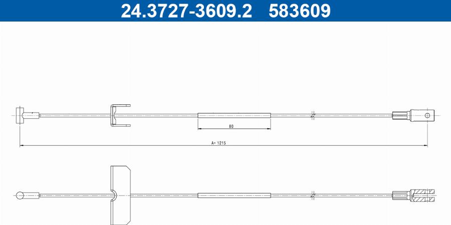 ATE 24.3727-3609.2 - Трос, гальмівна система autocars.com.ua