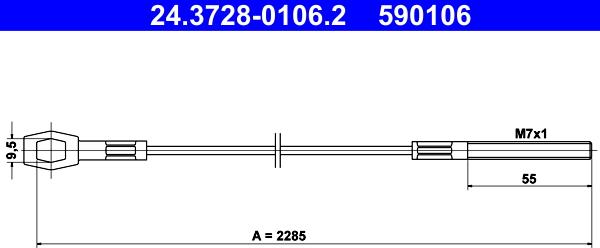 ATE 24.3728-0106.2 - Трос, управління зчепленням autocars.com.ua
