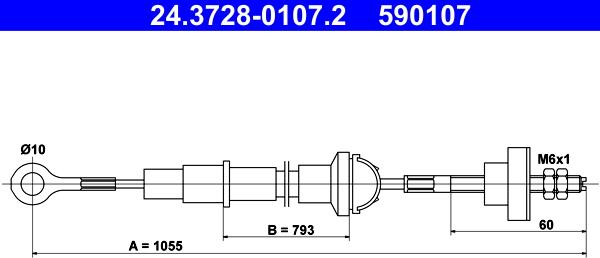 ATE 24.3728-0107.2 - Трос, управление сцеплением avtokuzovplus.com.ua