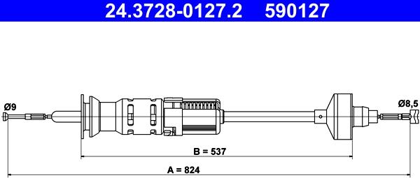 ATE 24.3728-0127.2 - Трос, управління зчепленням autocars.com.ua