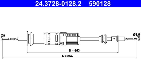 ATE 24.3728-0128.2 - Трос, управління зчепленням autocars.com.ua