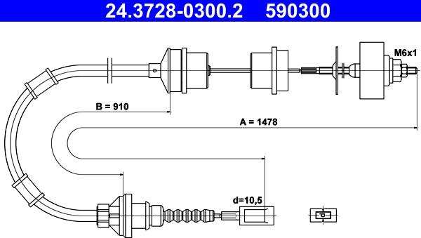 ATE 24.3728-0300.2 - Трос, управління зчепленням autocars.com.ua