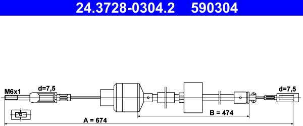 ATE 24.3728-0304.2 - Трос, управління зчепленням autocars.com.ua