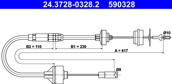 ATE 24.3728-0328.2 - Трос, управління зчепленням autocars.com.ua