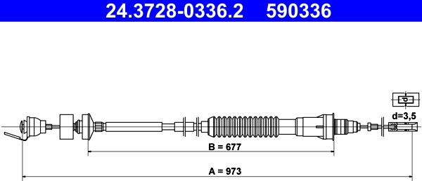 ATE 24.3728-0336.2 - Трос, управління зчепленням autocars.com.ua