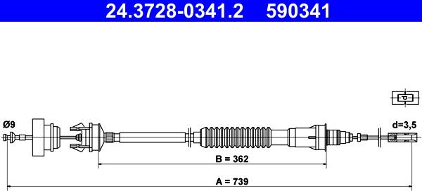 ATE 24.3728-0341.2 - Трос, управління зчепленням autocars.com.ua