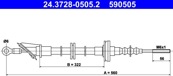 ATE 24.3728-0505.2 - Трос, управління зчепленням autocars.com.ua