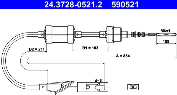 ATE 24.3728-0521.2 - Трос, управління зчепленням autocars.com.ua