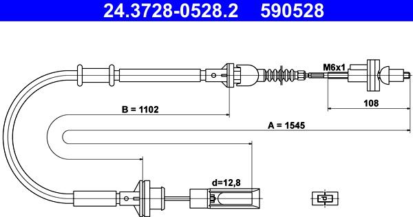 ATE 24.3728-0528.2 - Трос, управління зчепленням autocars.com.ua