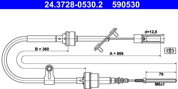 ATE 24.3728-0530.2 - Трос, управление сцеплением autodnr.net